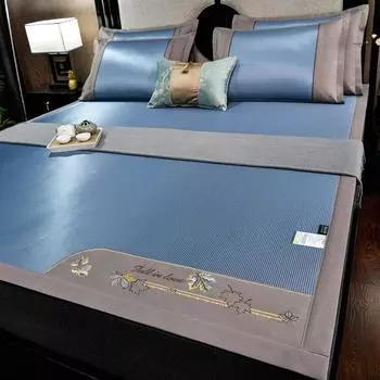 Новый высококачественный антибактериальный коврик Ice Silk, комплект из двух предметов, складной коврик Ice Ratan из трех предметов, наволочка для коврика Ice Silk 150x200cm suit розовый