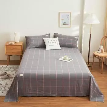 Новый высококачественный хлопковый японский простой стиль простыня одинарная наволочка комплект из 3 предметов мягкий и удобный дышащий 160x230cm серый