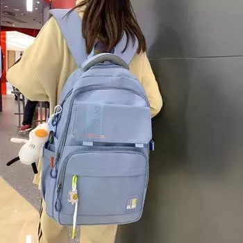 Новый высококачественный Ins Design Trend, модный многофункциональный рюкзак большой емкости, легкий студенческий простой корейский школьный рюкзак чёрный