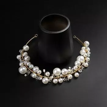 Новый высококачественный ободок для волос со стразами и жемчугом, свадебный головной убор, аксессуары для повязки на голову