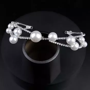 Новый высококачественный ободок со стразами и жемчугом, обруч ручной работы, свадебный головной убор, обруч для волос, ювелирные изделия, аксессуары для укладки