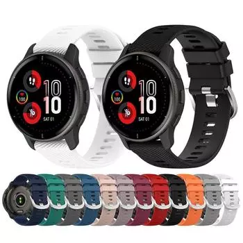 Новый высококачественный силиконовый ремешок для умных часов Garmin Venu 2 Plus, широкий ремешок 20 мм, Samsung Galaxy Watch 5, сменный браслет For Garmin Venu 2 Plus чёрный