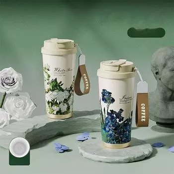 Новый высококачественный термос для кофе, керамическая соломинка, двойная питьевая чашка, ежедневная сопутствующая кофейная чашка для кампуса 520ml