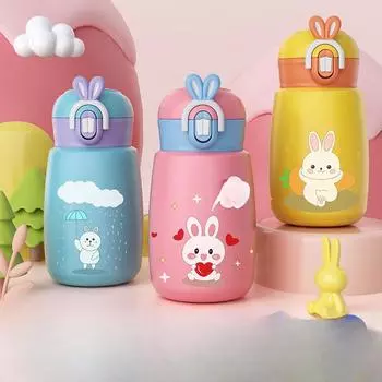 Новый высококачественный термос из нержавеющей стали 316 от Online Celebrity — это удобная чашка для питья для детей с эластичной крышкой, нажимаемой одной кнопкой. 380ml розовый