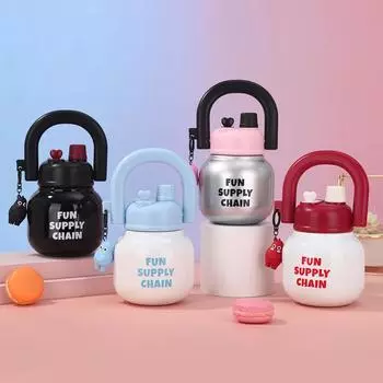 Новый высококачественный термос из нержавеющей стали с симпатичным двойным стаканом для переноски напитков, переносная чашка с трубочкой 680ml