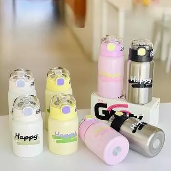 Новый высококачественный термос-кружка, простая кружка из нержавеющей стали с трубочкой, фэн-шуй, студенческая портативная кружка 350ml