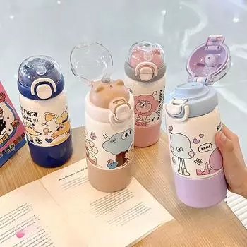 Новый высококачественный внешний вид, двойной термос для напитков, чашка из нержавеющей стали, домашняя студенческая чашка для воды, портативная детская чашка для девочек 500ml