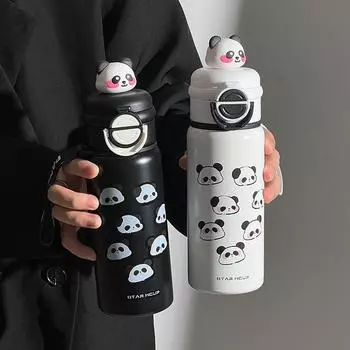 Новый высококачественный внешний вид двойной термос для напитков чашка из нержавеющей стали с рисунком для мужчин и женщин портативная уличная соломенная чашка для воды 550ml