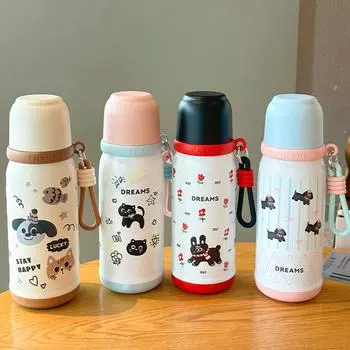 Новый высококачественный внешний вид, нержавеющая сталь, веревка, термос, чашка для двух напитков, мультяшная, нержавеющая сталь, портативная, на открытом воздухе, сопутствующая чашка 500ml