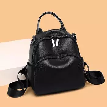 Новый высококачественный женский рюкзак, черная простая женская сумка через плечо с несколькими молниями