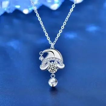 Новый высший класс муассанит 0,5 карата кулон с Санта-Клаусом ожерелье для девочек праздничный подарок женский бренд S925 ювелирные изделия из стерлингового серебра CHINA белый