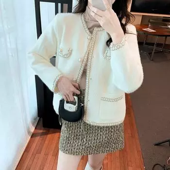 Новый взрывной модный белый свитер, женский осенне-зимний кардиган, норковое кашемировое вязаное пальто, женское L белый