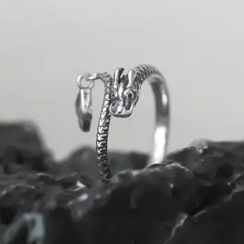 Новый Yinxi S Хвост Дракона Ретро Дух Встряхивает Зодиакальное Кольцо Года Дракона Кольцо Хвост Кольцо Мужские и Женские Модели