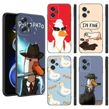 Новый забавный черный силиконовый чехол для телефона Duck Goose для Xiaomi POCO X3 X4 NFC F3 F4 GT F5 M3 M4 M6 X5 X6 Pro 5G C55 C65 M5 POCO F5 Pro 5G