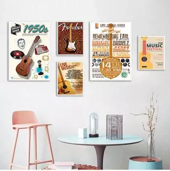 Новый заказной музыкальный постер с гитарой, холст, постер 30X45 см, 40X60 см, художественное украшение дома, ткань, настенный плакат с принтом, шелковая ткань, без рамки 21*30cm