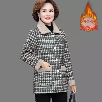 новый замедляющий старение гранулированный флис для женщин среднего и пожилого возраста флис утолщенный имитация овечьей шерсти куртка Одежда M зелёный