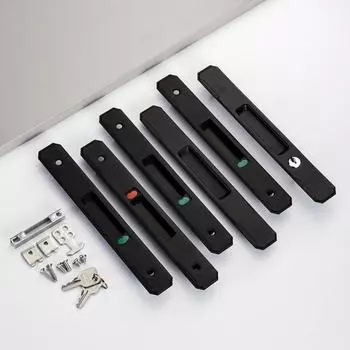 Новый замок для раздвижной двери из нержавеющей стали, прочный встроенный замок, защелка для окна, невидимая ручка для двери, замок для раздвижного окна чёрный