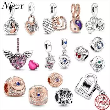 Новый замок с замком в виде розы и сердца, любовь, валентинка, подвеска, бусины, подходят для оригинальных подвесок, браслет из серебра 925 пробы, сделай сам, женские ювелирные изделия