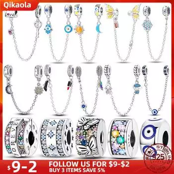 Новый зажим для браслета S925, стерлинговое серебро, бабочка, светящаяся защитная цепочка, подвески, ювелирные изделия «сделай сам» для женщин, подарок