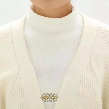 Новый зажим для свитера со стразами, пряжка для накидки из сплава, зажим для воротника, зажим для шарфа, европейский и американский зажим для талии, фиксированная брошь One Size золотой