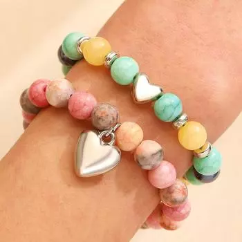 Новый зеленый розовый цветной браслет из бисера с подвеской в виде плетеной веревки для пары 1 pcs