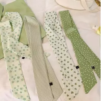 Новый зеленый шелковый шарф-повязка на голову для женщин, весенне-летняя повязка на голову, длинная полосатая цветочная лента-повязка на голову