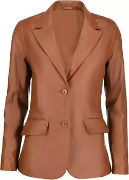 Новый женский блейзер цвета загара на двух пуговицах из натуральной овчины ручной работы, классический стильный S дубильная кора