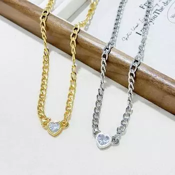 Новый женский браслет INS Love Rhinestone, модное легкое роскошное нишевое кубинское ожерелье в форме сердца