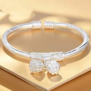 Новый женский браслет с серебряными украшениями, браслет S999 Lotus, индивидуальный дизайн, однотонный открытый браслет, подарок на День святого Валентина