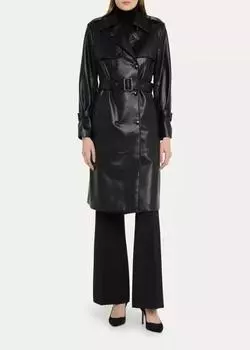 Новый женский черный плащ из натуральной кожи ягненка ручной работы длинный стильный для вечеринок S чёрный