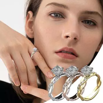 Новый женский комплект колец из белого золота и розового золота с белыми обручальными кольцами и цветочным принтом 6