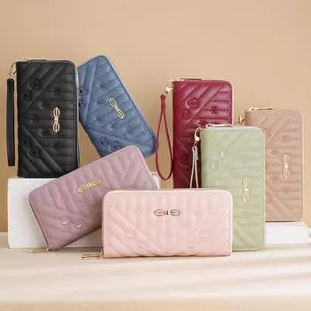 Новый женский кошелек для девочек, длинный, большой емкости, модный кошелек на молнии чёрный