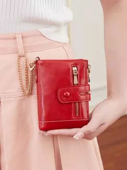 Новый женский кошелек из высококачественной искусственной кожи с коротким отделением для карт и цепочкой, большой емкости, трехслойный кошелек Zero, женский кошелек в стиле ретро