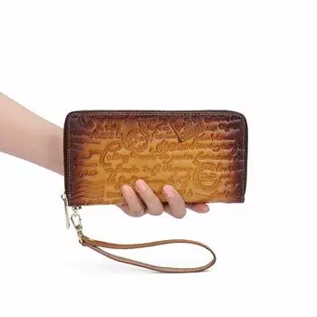 Новый женский кошелек в стиле ретро с тисненой коровьей кожей на верхнем слое кошелька для монет