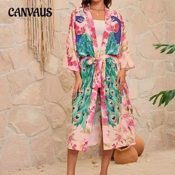 Новый женский купальник-бикини с принтом кардигана больших размеров для отдыха с накидкой one size