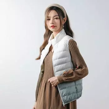 Новый женский легкий пуховый жилет 90-го размера Женский жилет Легкий пуховый жилет с градиентом 4XL