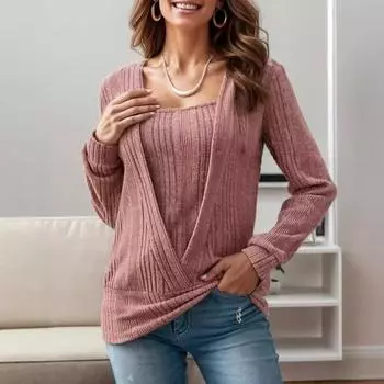 Новый женский модный комплект из двух предметов с квадратным вырезом и длинным рукавом Pit Bar S красный