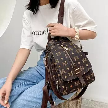 Новый женский мягкий дорожный деловой рюкзак на молнии, модные повседневные ретро-рюкзаки, сумки большой вместимости Style 1 темно-коричневого