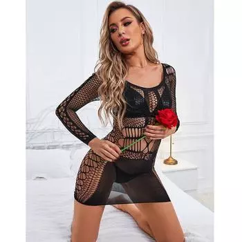 Новый женский обтягивающий костюм для нижнего белья, эротическая рыболовная сеть, прозрачная короткая юбка, женское сексуальное сетчатое полое боди, женское мини-платье XXS