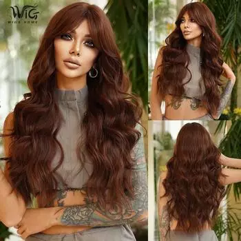 Новый женский парик, имитация парика, 70 см, коричневый парик, волнистый парик, полный головной убор, сетка для волос в виде розы, головной убор, украшение для красоты, парик 70cm 28Inch темно-коричневого