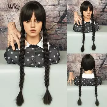 Новый женский парик, имитация парика, 76 см, черный парик, длинный парик с косой, полный головной убор, сетка для волос в виде розы, головной убор, украшение для красоты, парик 76cm 30inch золотой