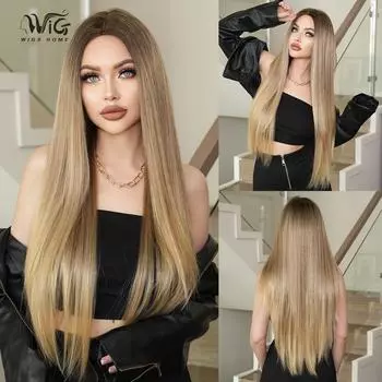 Новый женский парик, имитация парика, 85 см, золотой парик, длинный прямой парик, полный головной убор, сетка для волос в виде розы, головной убор, украшение для красоты, парик 85Cm 34Inch золотой