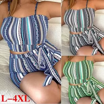 Новый женский пляжный отдых для отдыха, плюс размер, разделенный бикини, купальники, сексуальный бюстгальтер на бретельках, консервативный винтажный бикини в полоску с принтом в горошек L чёрный