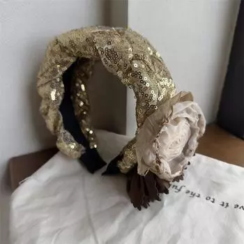 Новый Женский Ручной Работы Тканевый Цветок Весы Ободок Ретро Многоцветный Широкий Преувеличенный Ободок для Волос Аксессуары для Женщин Девушек