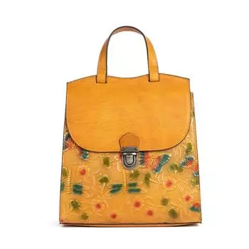 Новый женский рюкзак из натуральной кожи, многоцелевая сумка в стиле ретро с тиснением, женская сумка из кожи растительного дубления