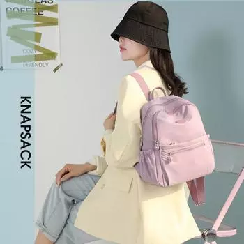 Новый женский рюкзак из свежей ткани Оксфорд и большой вместимости, простой, модный, повседневный и легкий дорожный рюкзак 27x12x32cm чёрный