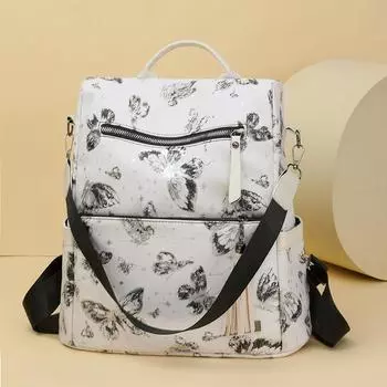 Новый женский рюкзак с принтом бабочек, нишевый дизайн, универсальный модный маленький рюкзак чёрный