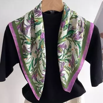 Новый женский шарф бандана повязка на голову цветы винтажный роскошный летний пляж квадратный хлопковый платок богемные аксессуары для девушек 70x70cm