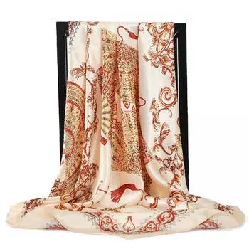 Новый женский шелковый шарф модный цвет зеленый принт бандана дамские квадратные шарфы мягкие сумки ШАРФ шаль 90X90cm