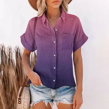 Новый женский свободный топ-рубашка большого размера с принтом L фиолетовый